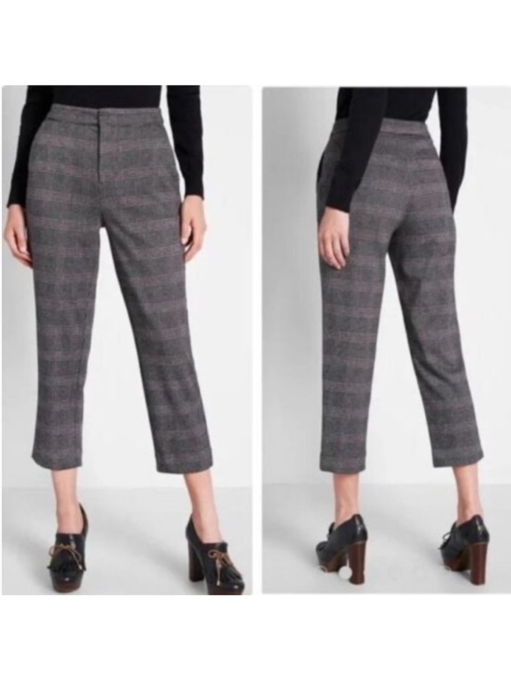 ModCloth Timeless Tailored Plaid Crop Pants Size 14‎